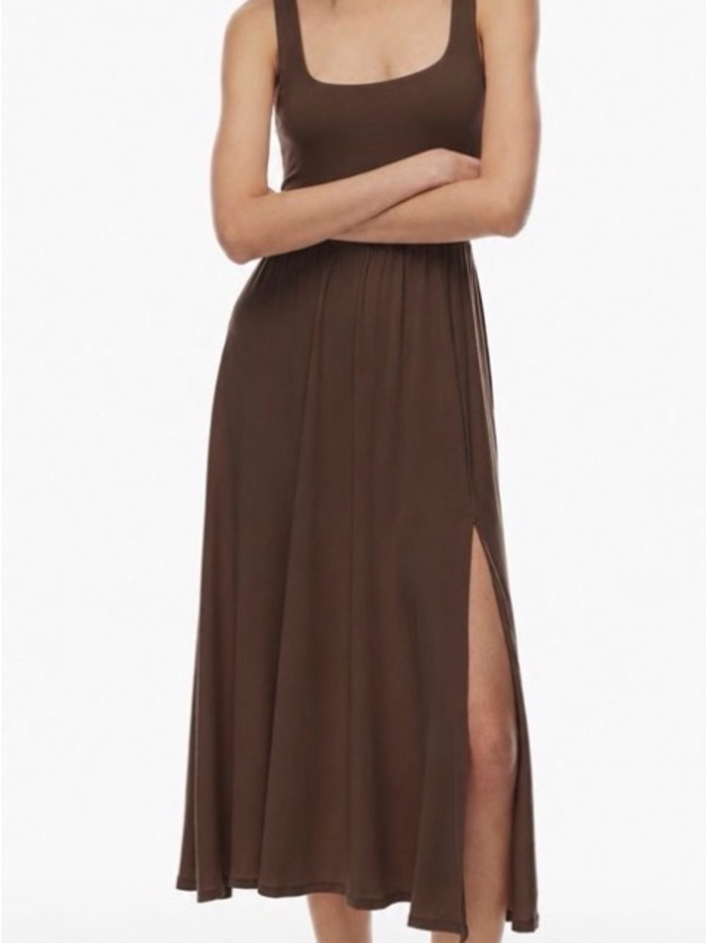 Aritzia Wilfred Brown Slit Dress Size L -Like New